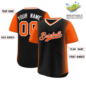 Custom Black Orange Personalized Raglan Sleeves Authentic Baseball Jersey