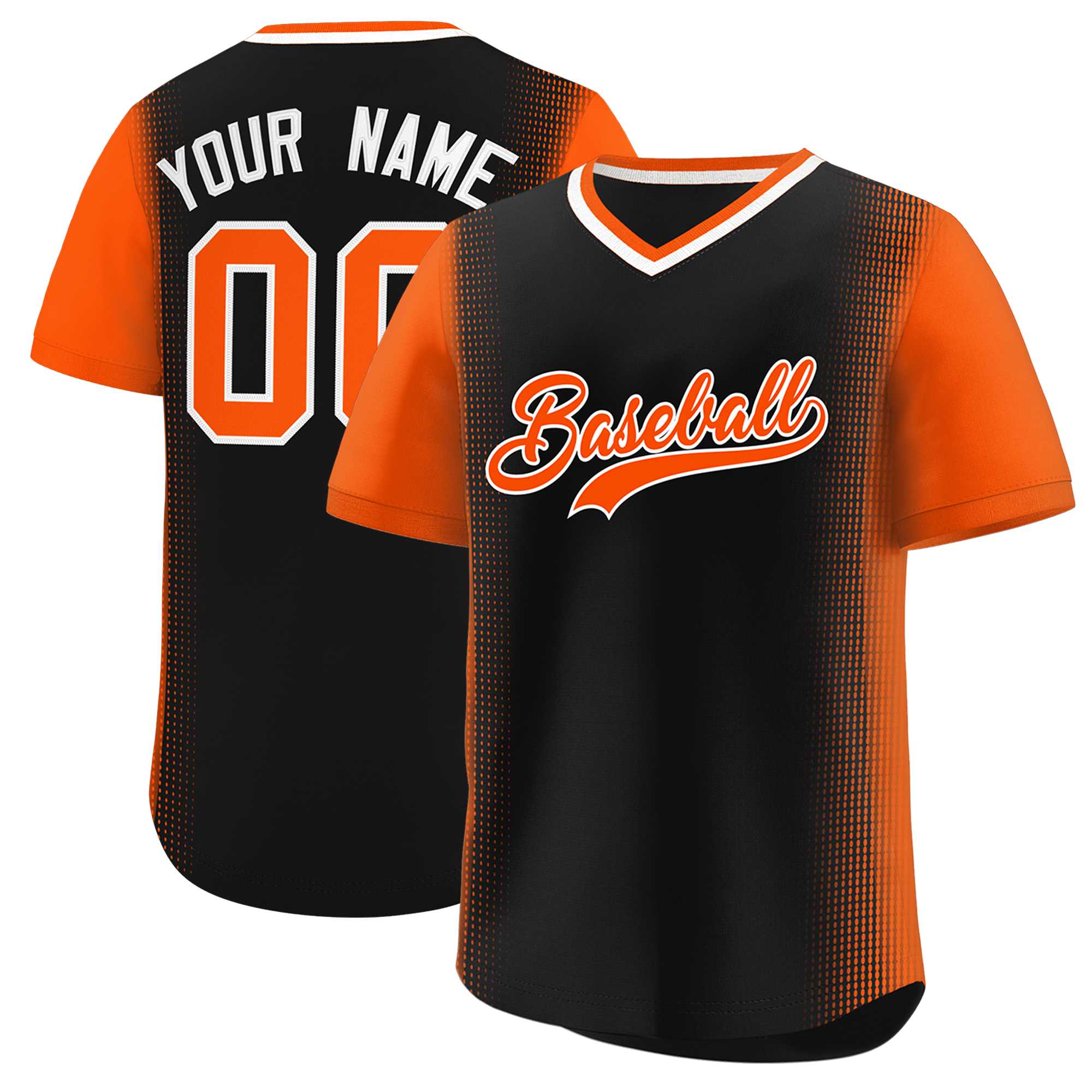 Custom Black Orange Personalized Raglan Sleeves Authentic Baseball Jersey