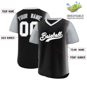 Custom Black Gray Personalized Raglan Sleeves Authentic Baseball Jersey