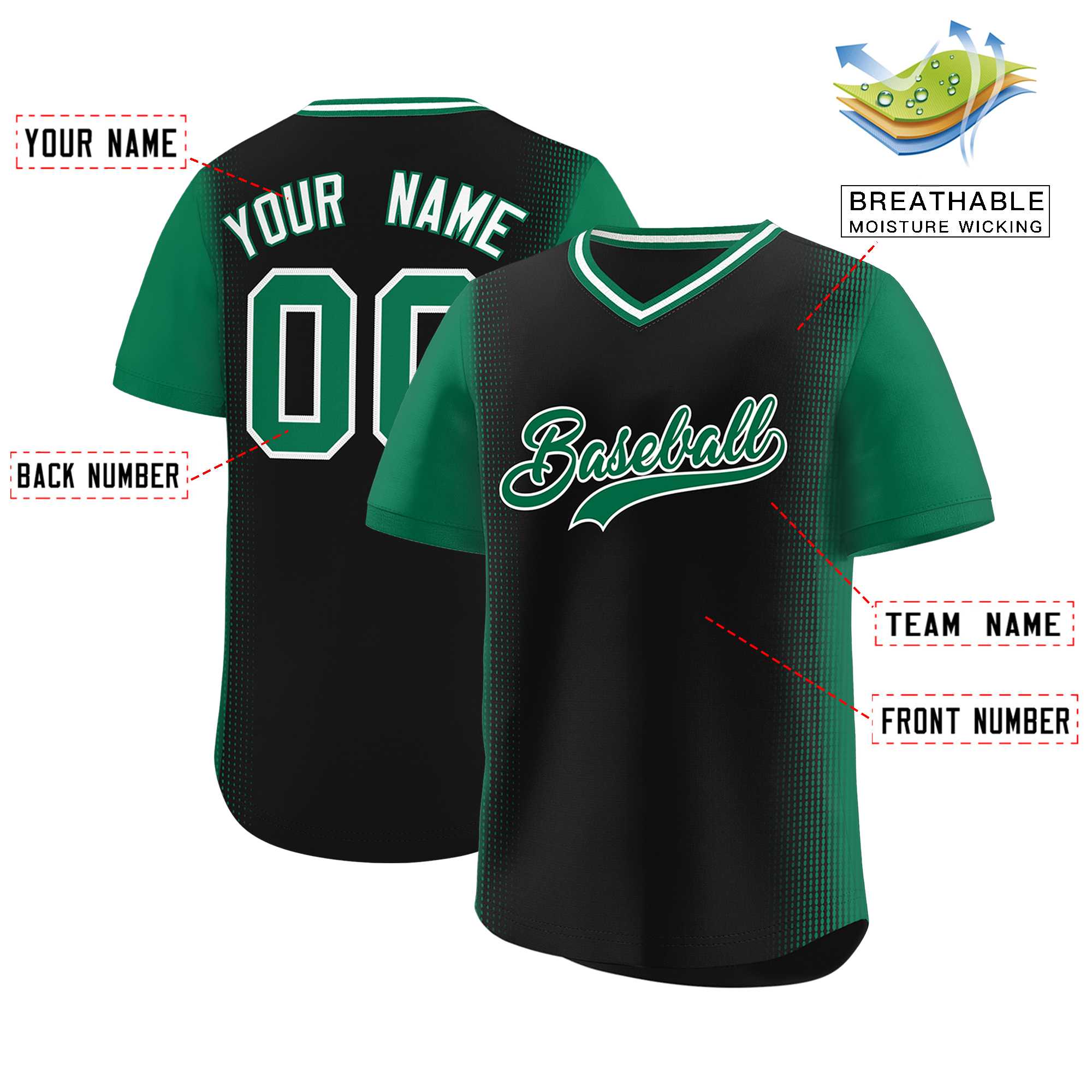 Custom Black Kelly Green Personalized Raglan Sleeves Authentic Baseball Jersey