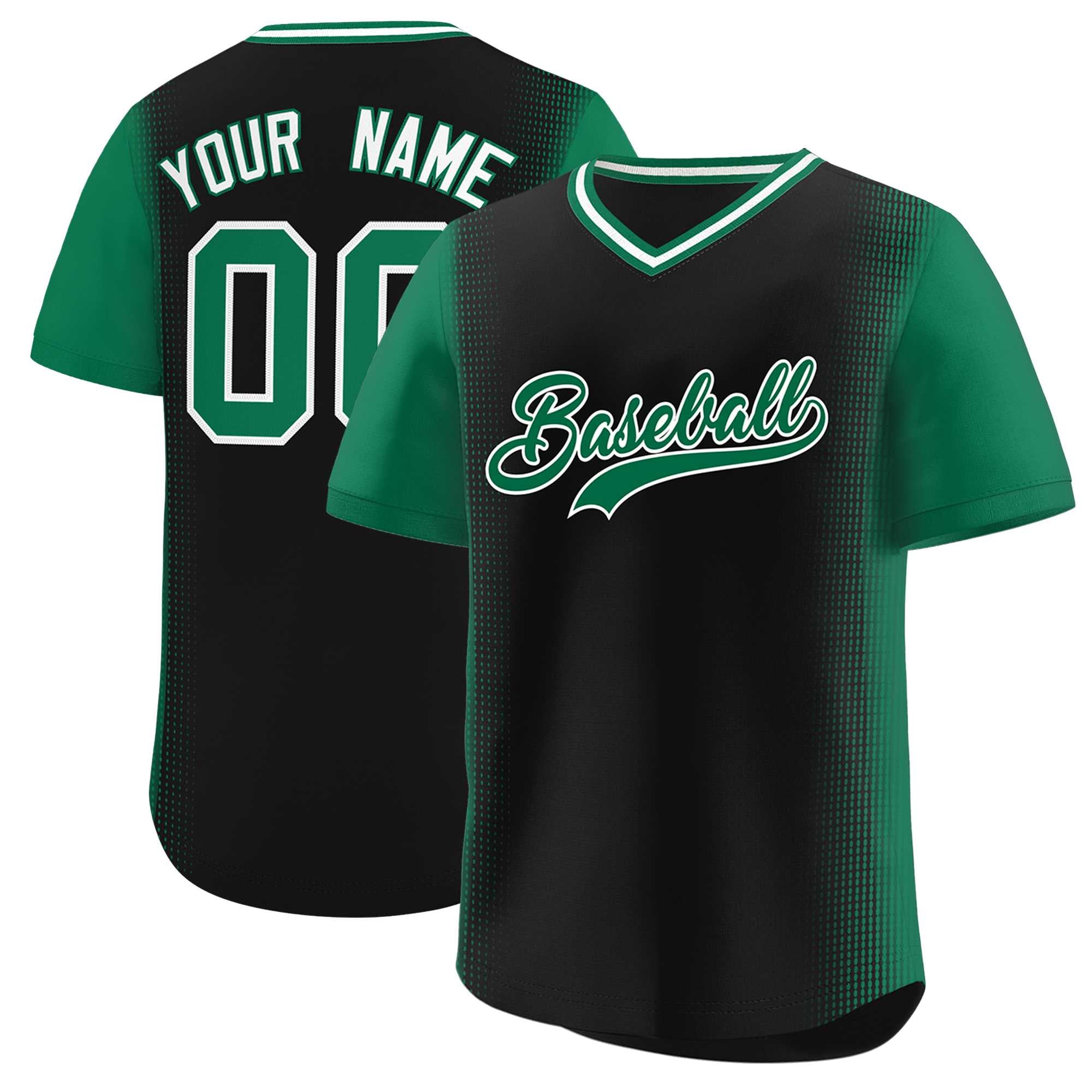 Custom Black Kelly Green Personalized Raglan Sleeves Authentic Baseball Jersey