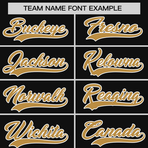 Custom Black Old Gold Personalized Raglan Sleeves Authentic Baseball Jersey