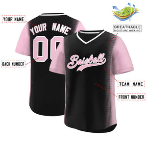 Custom Black Light Pink Personalized Raglan Sleeves Authentic Baseball Jersey