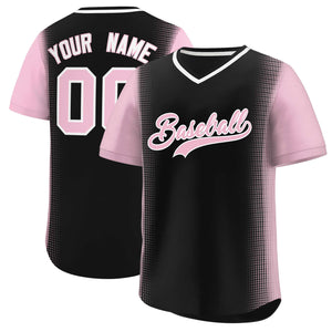 Custom Black Light Pink Personalized Raglan Sleeves Authentic Baseball Jersey