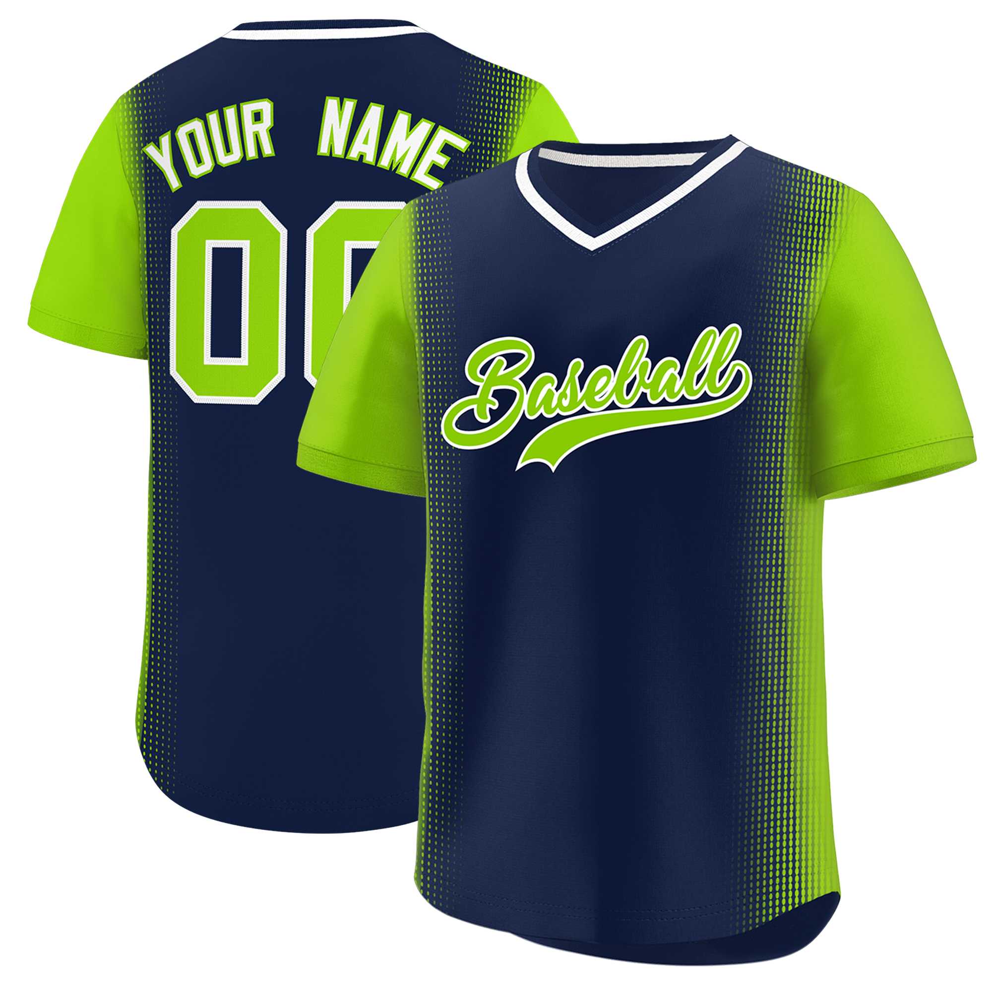 Custom Navy Neon Green Personalized Raglan Sleeves Authentic Baseball Jersey