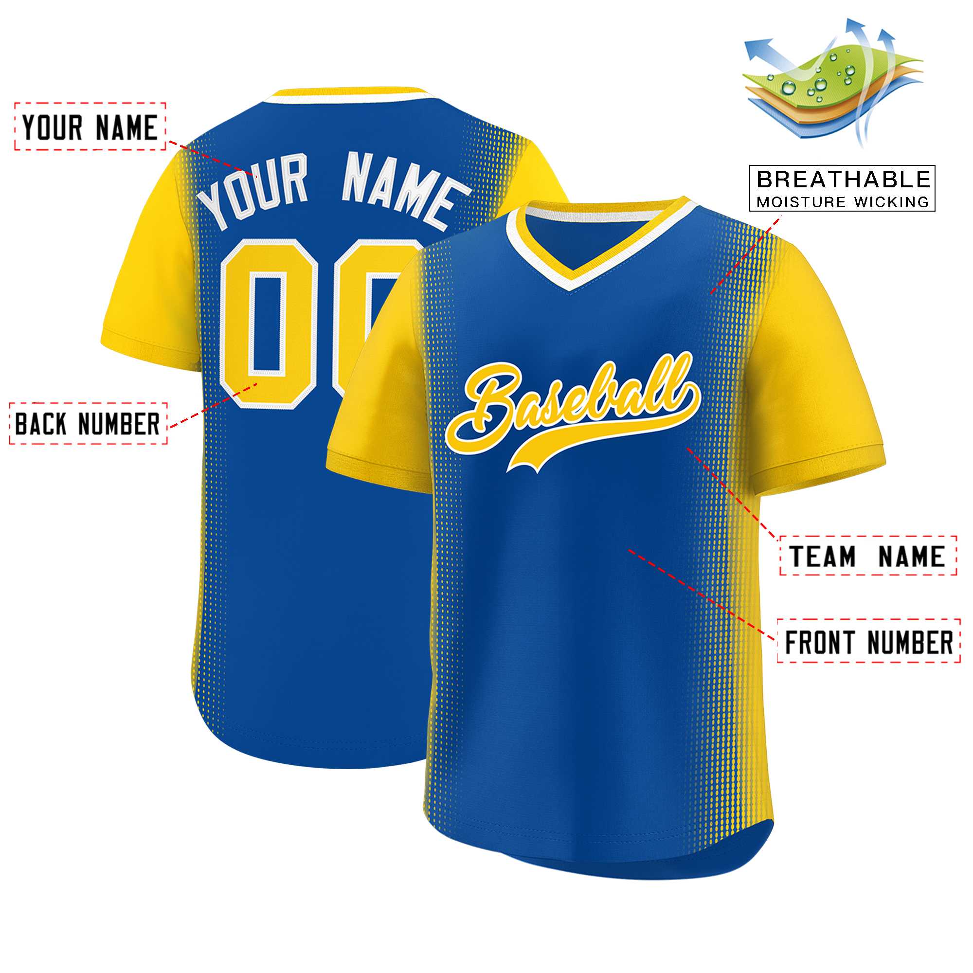 Custom Royal Gold Personalized Raglan Sleeves Authentic Baseball Jersey