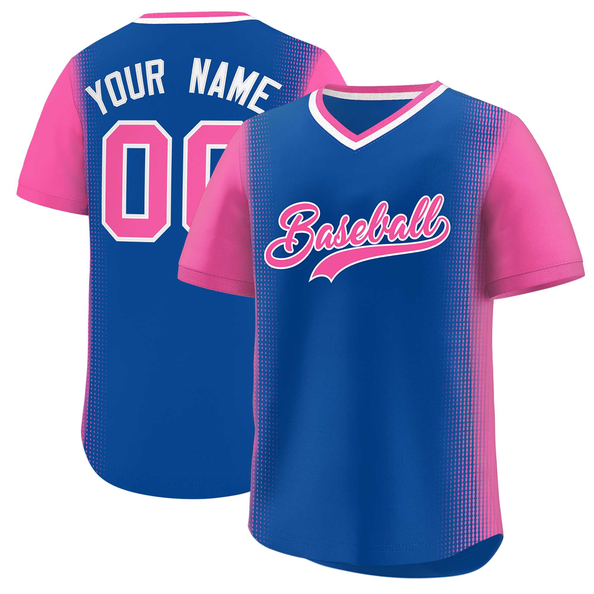 Custom Royal Pink Personalized Raglan Sleeves Authentic Baseball Jersey