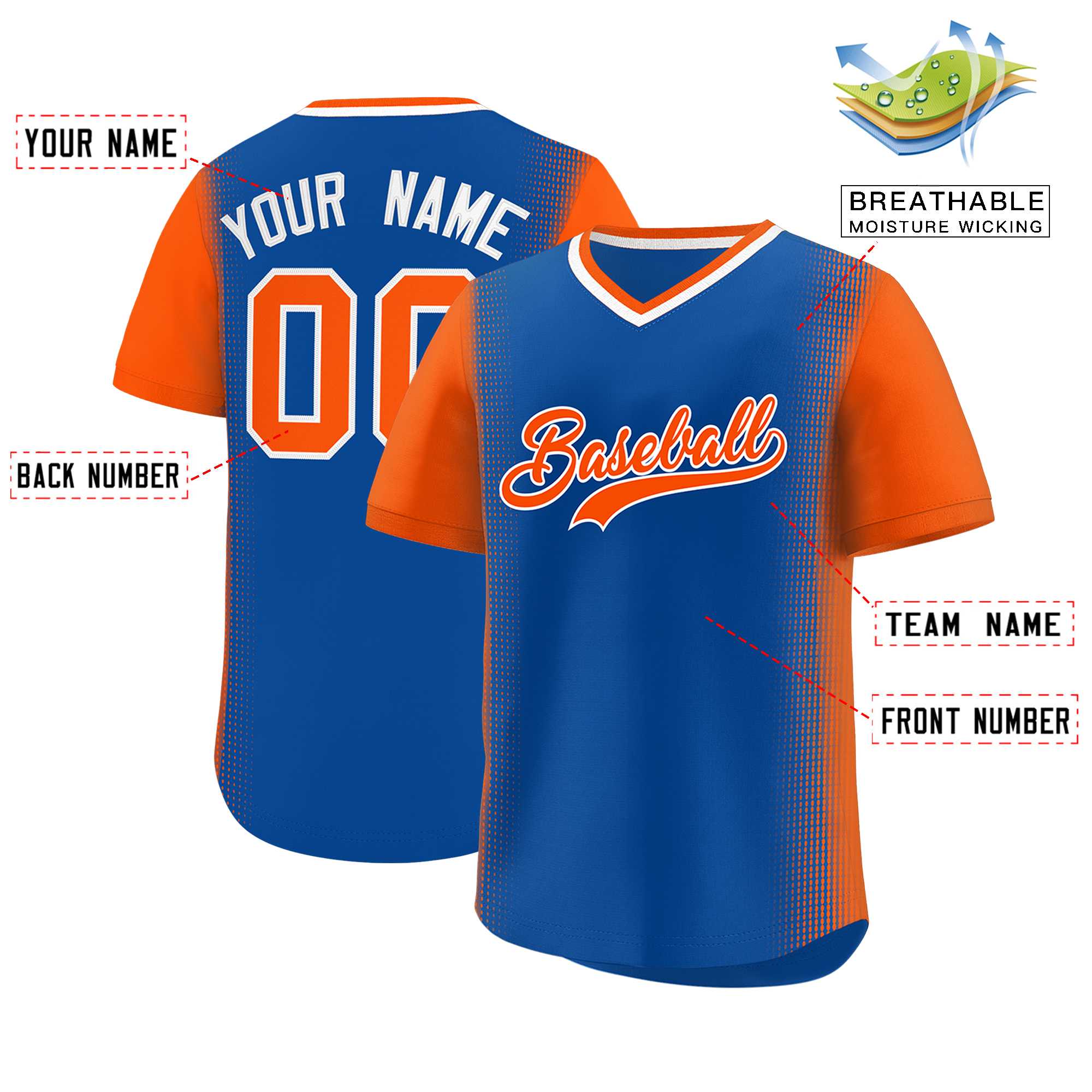 Custom Royal Orange Personalized Raglan Sleeves Authentic Baseball Jersey