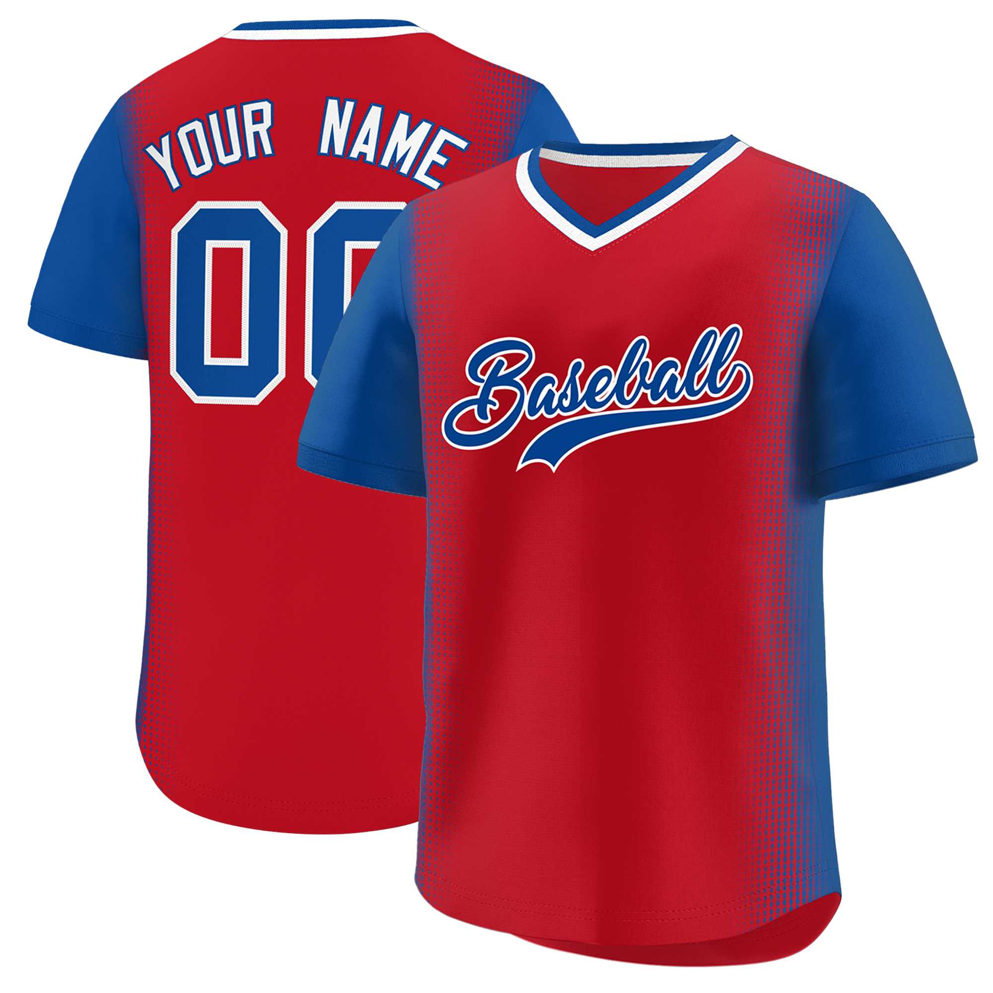 Custom Red Royal Personalized Raglan Sleeves Authentic Baseball Jersey