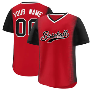 Custom Red Black Personalized Raglan Sleeves Authentic Baseball Jersey