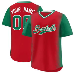 Custom Red Kelly Green Personalized Raglan Sleeves Authentic Baseball Jersey