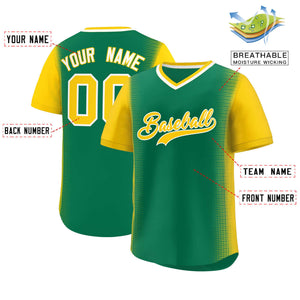 Custom Kelly Green Gold Personalized Raglan Sleeves Authentic Baseball Jersey