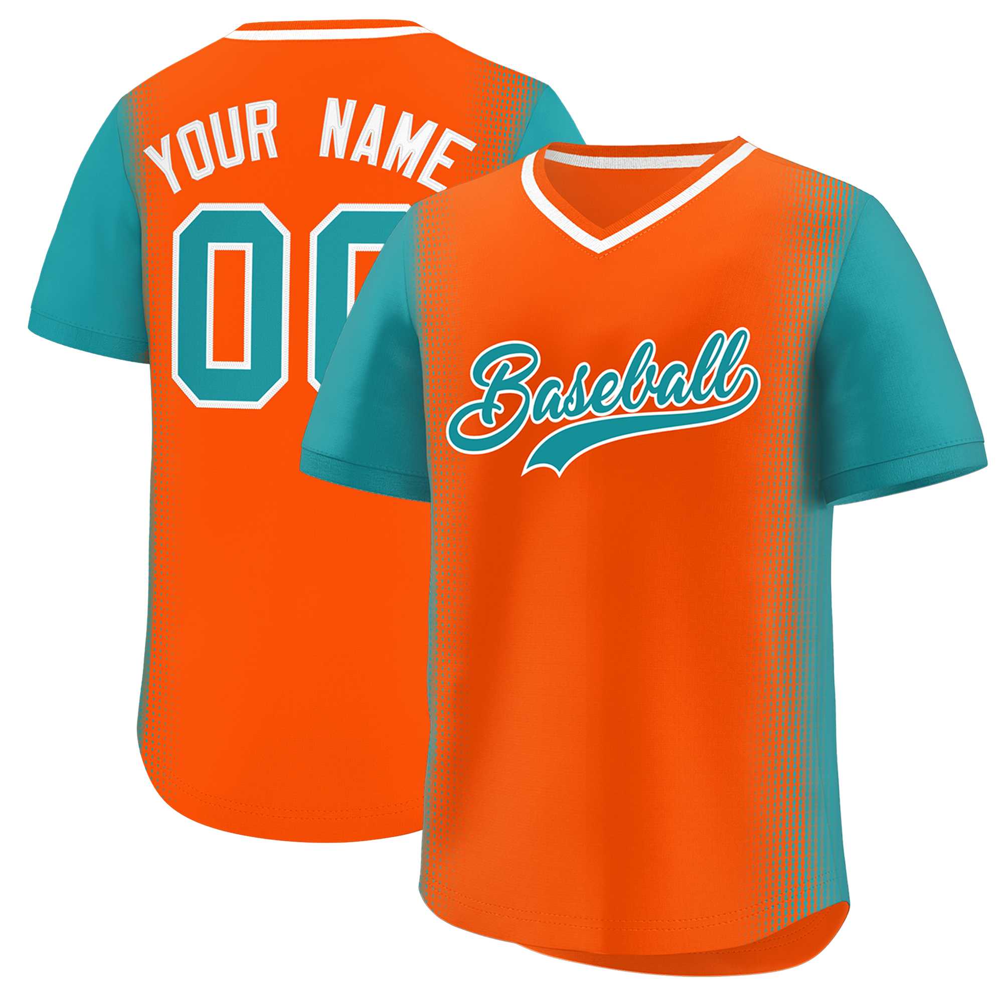 Custom Orange Aqua Personalized Raglan Sleeves Authentic Baseball Jersey