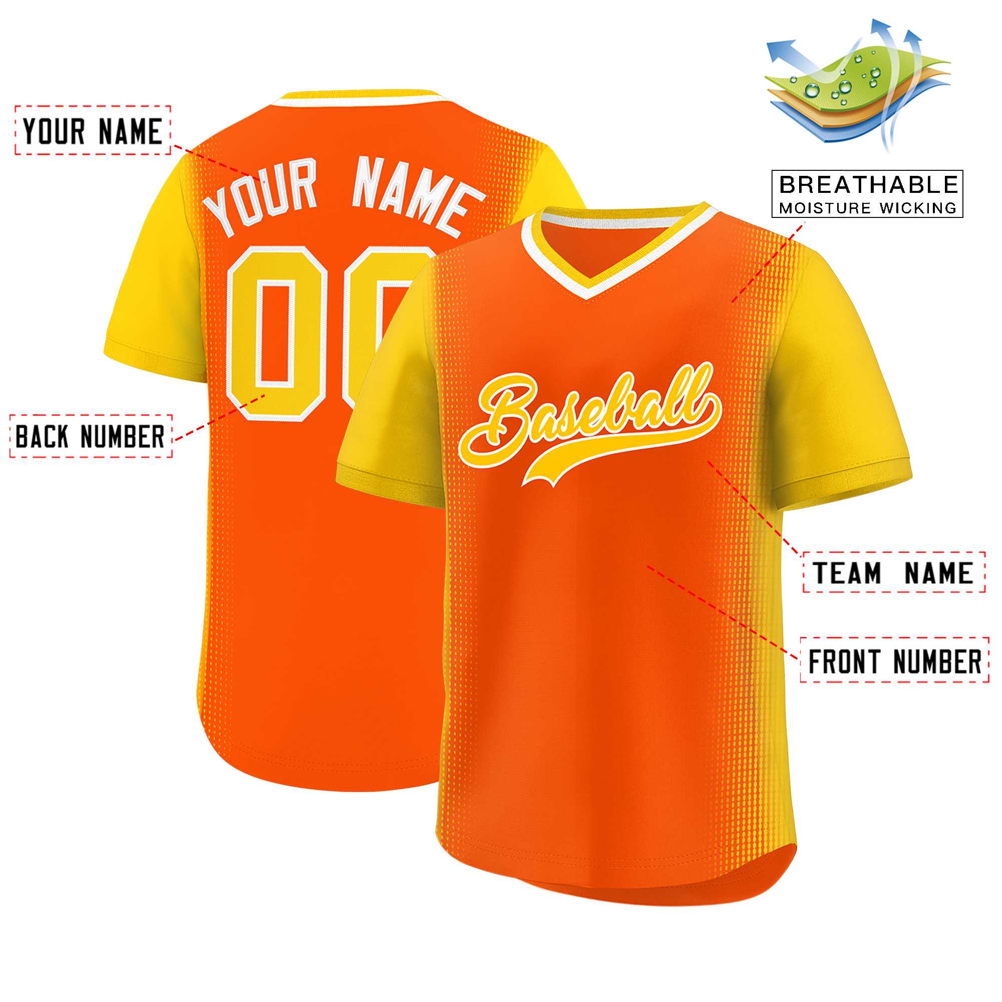 Custom Orange Gold Personalized Raglan Sleeves Authentic Baseball Jersey