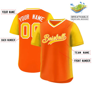 Custom Orange Gold Personalized Raglan Sleeves Authentic Baseball Jersey