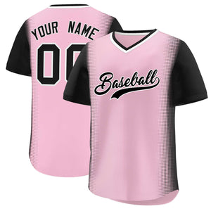 Custom Light Pink Black Personalized Raglan Sleeves Authentic Baseball Jersey