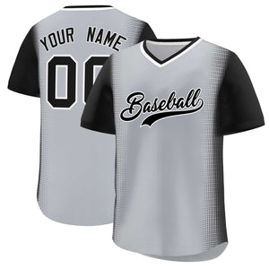 Custom Gray Black Personalized Raglan Sleeves Authentic Baseball Jersey