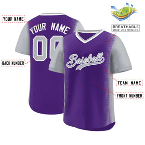 Custom Purple Gray Personalized Raglan Sleeves Authentic Baseball Jersey