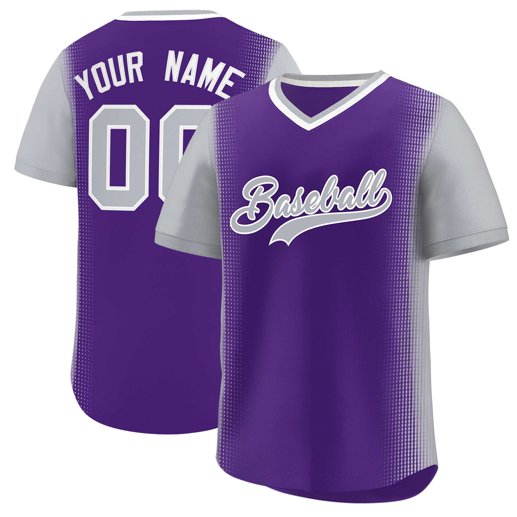 Custom Purple Gray Personalized Raglan Sleeves Authentic Baseball Jersey