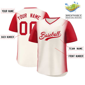 Custom Cream Red Personalized Raglan Sleeves Authentic Baseball Jersey