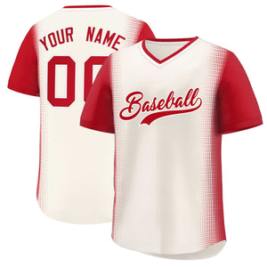 Custom Cream Red Personalized Raglan Sleeves Authentic Baseball Jersey