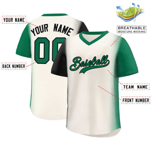 Custom Cream Black-Kelly Green Personalized Raglan Sleeves Authentic Baseball Jersey