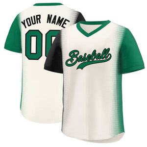 Custom Cream Black-Kelly Green Personalized Raglan Sleeves Authentic Baseball Jersey