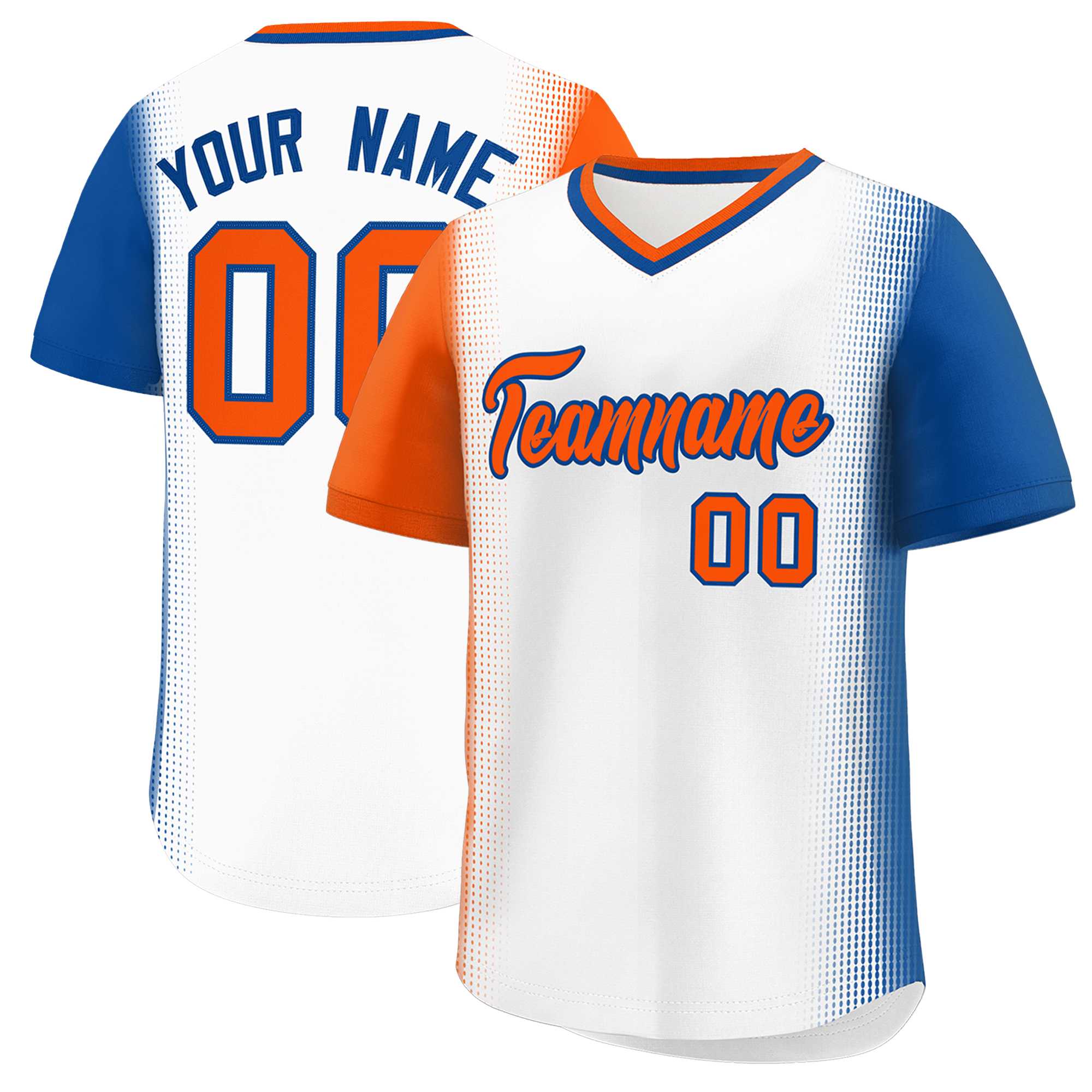 Custom White Orange-Royal Personalized Raglan Sleeves Authentic Baseball Jersey