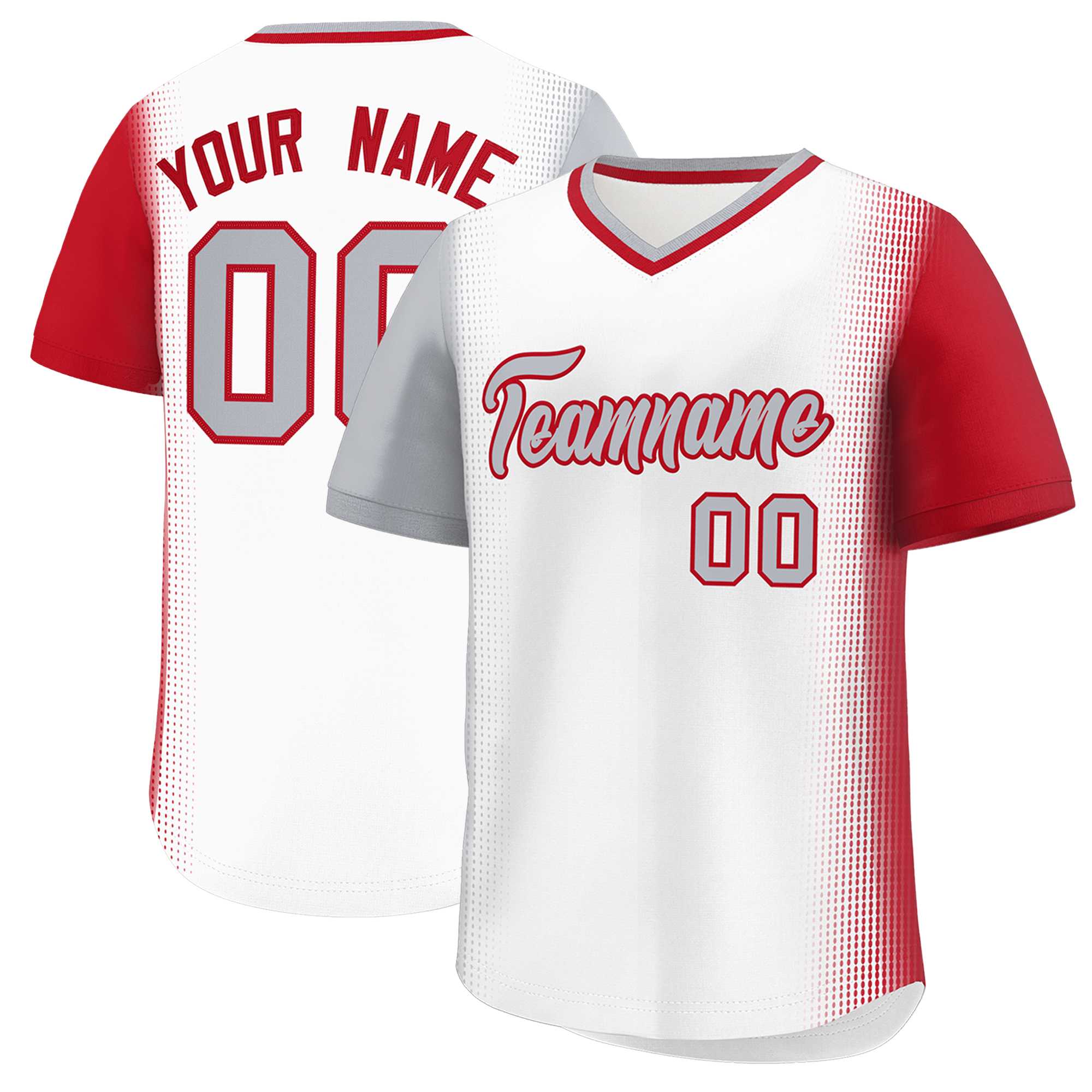 Custom White Gray-Red Personalized Raglan Sleeves Authentic Baseball Jersey