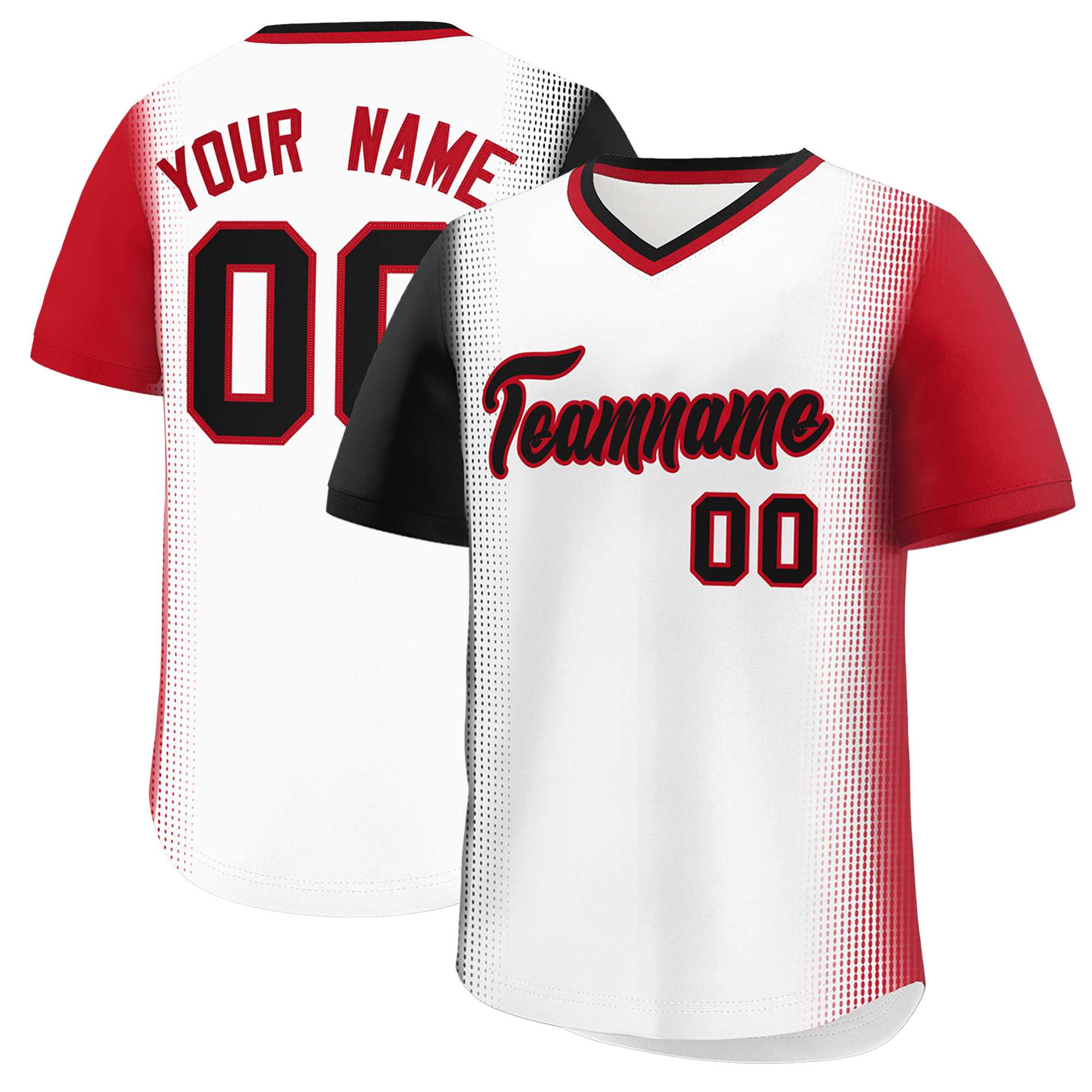 Custom White Black-Red Personalized Raglan Sleeves Authentic Baseball Jersey