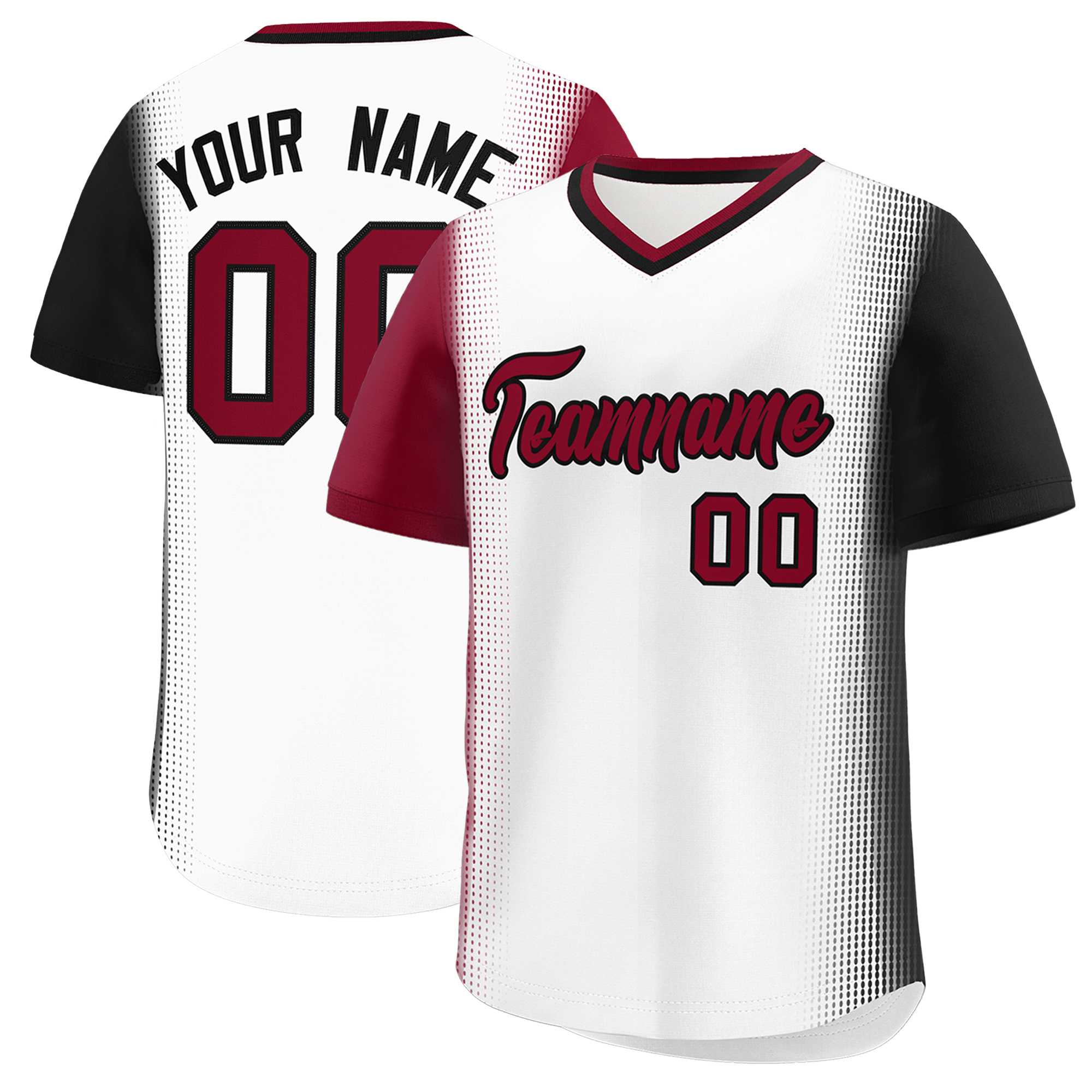 Custom White Crimson-Black Personalized Raglan Sleeves Authentic Baseball Jersey