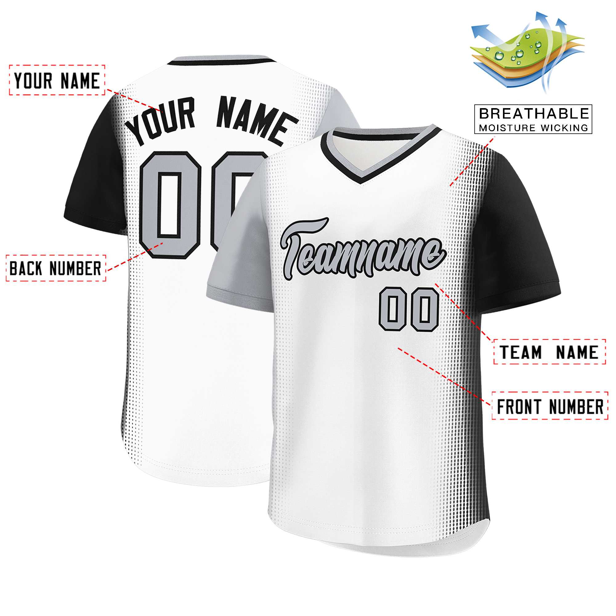 Custom White Gray-Black Personalized Raglan Sleeves Authentic Baseball Jersey