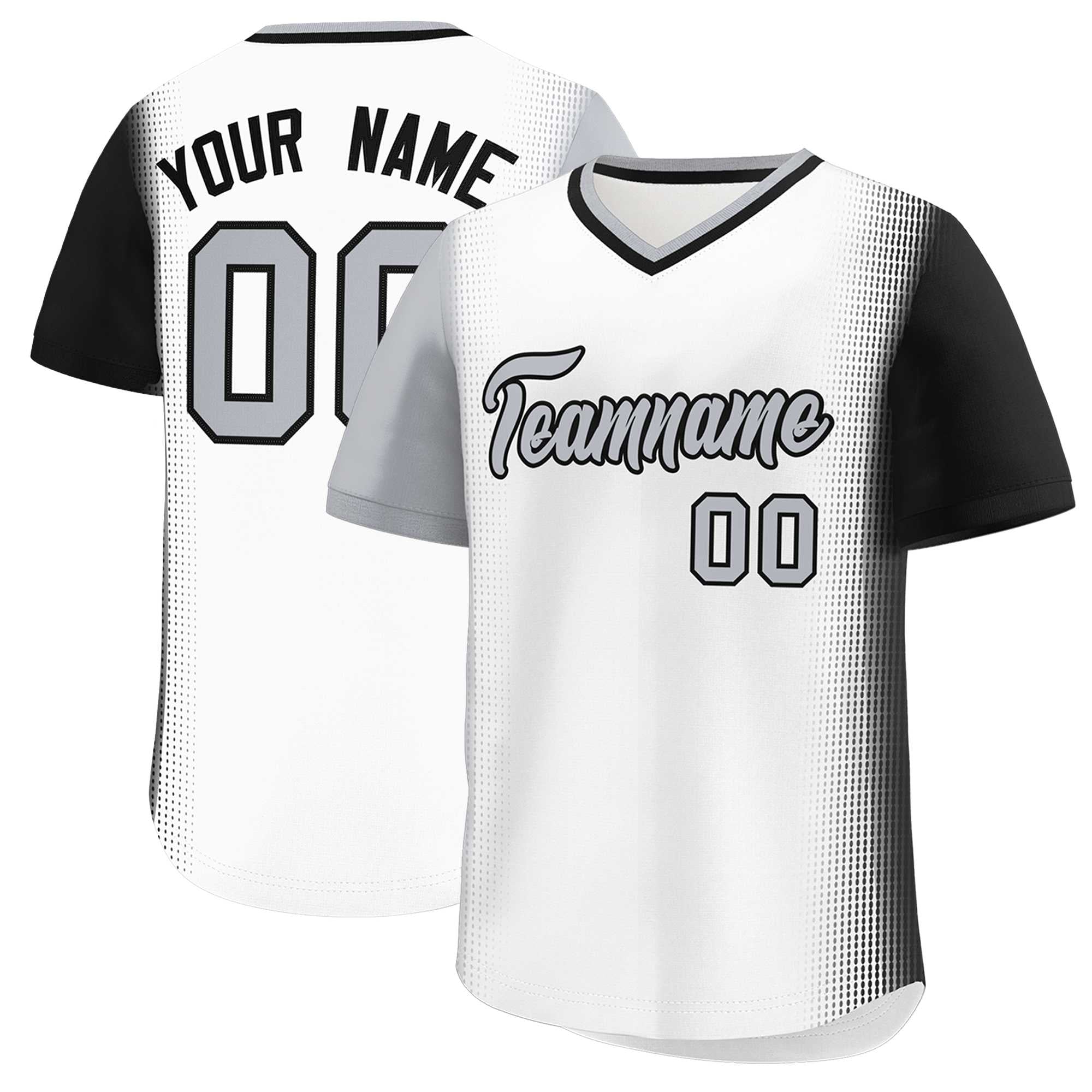 Custom White Gray-Black Personalized Raglan Sleeves Authentic Baseball Jersey