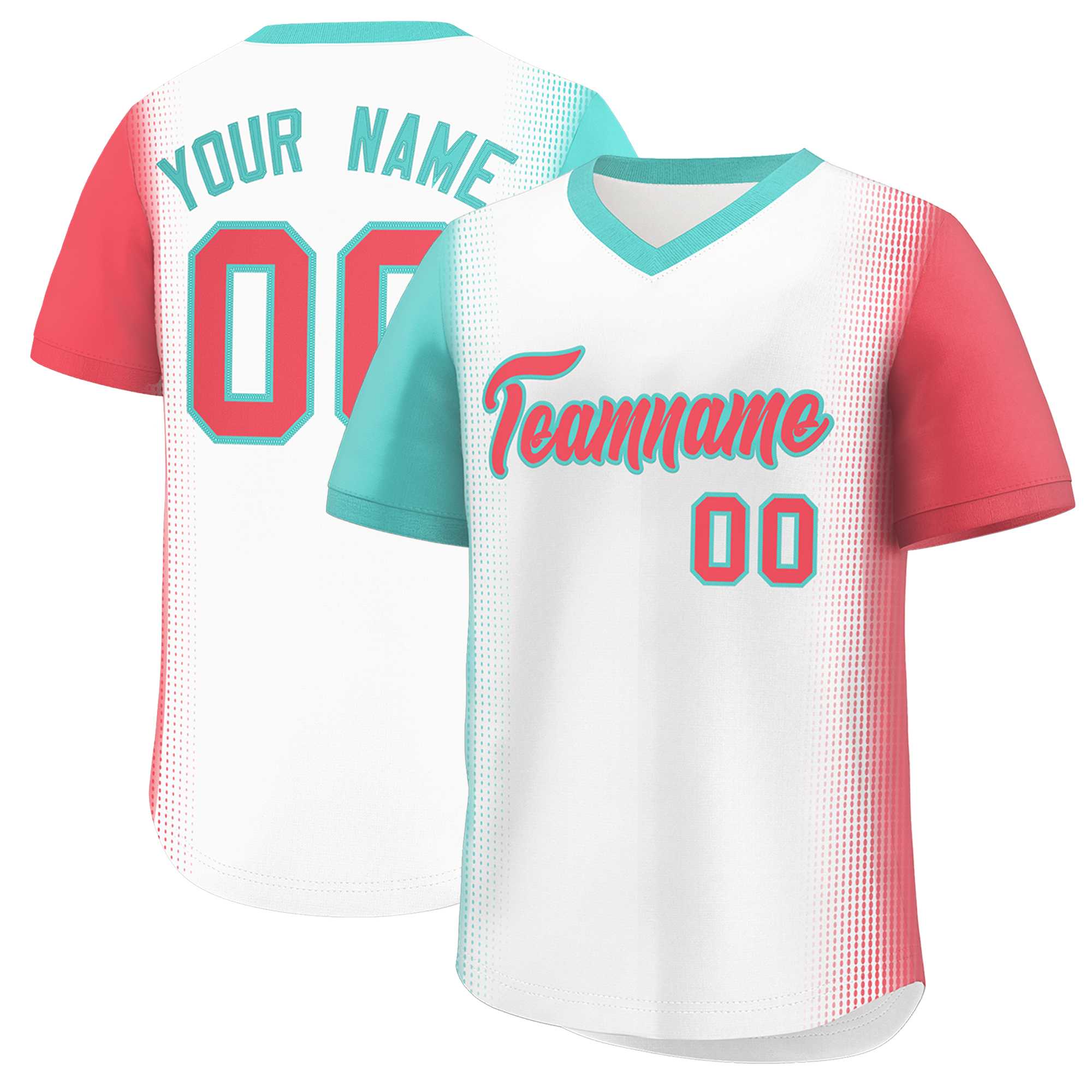 Custom White Bright Green-Light Red Personalized Raglan Sleeves Authentic Baseball Jersey