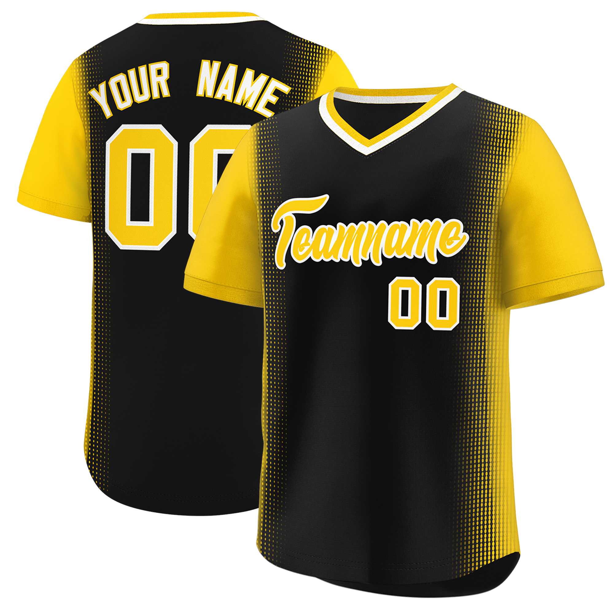 Custom Black Gold Personalized Raglan Sleeves Authentic Baseball Jersey