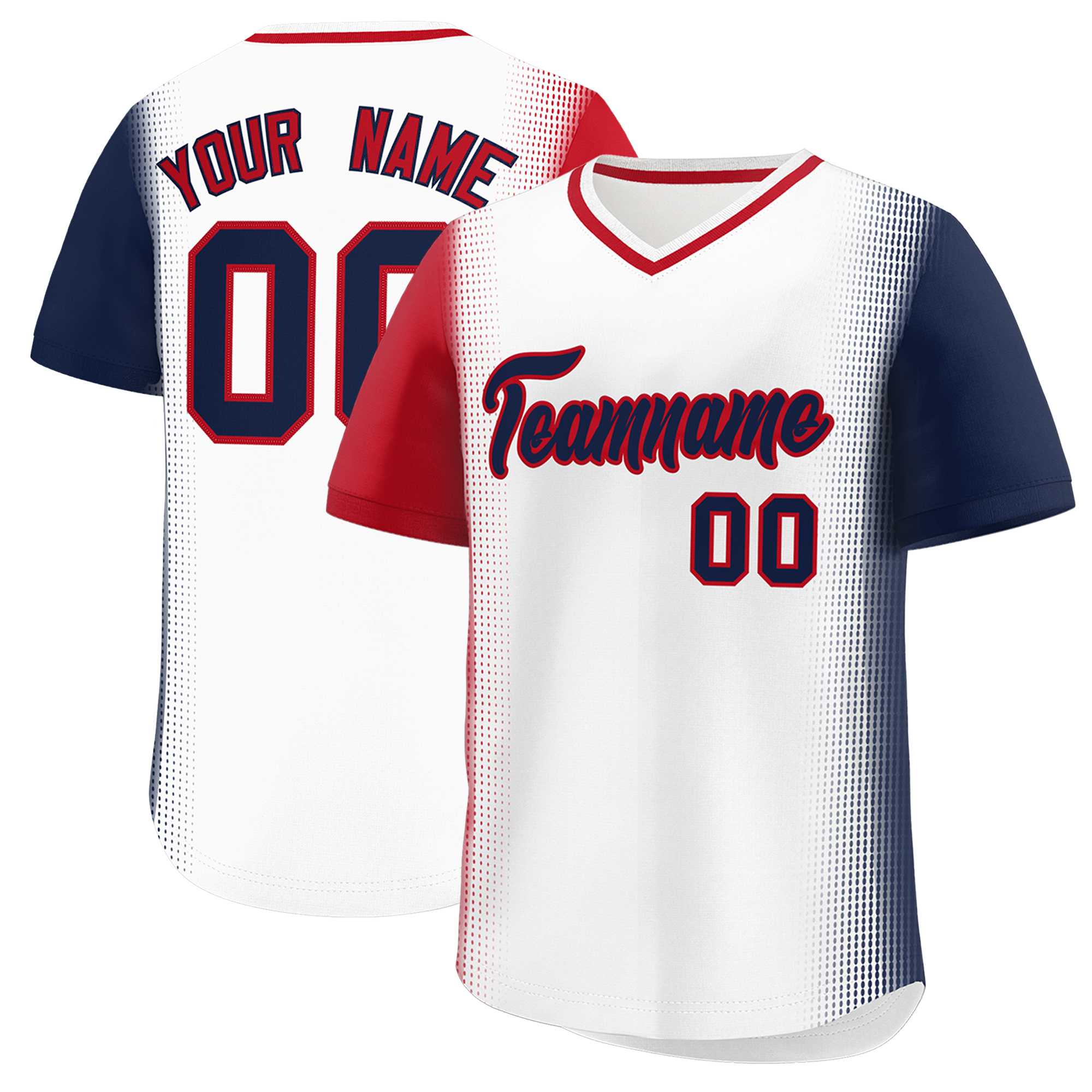 Custom White Red-Navy Personalized Raglan Sleeves Authentic Baseball Jersey