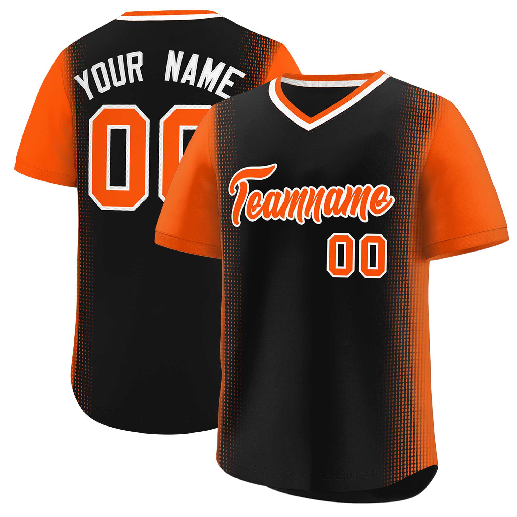 Custom Black Orange Personalized Raglan Sleeves Authentic Baseball Jersey