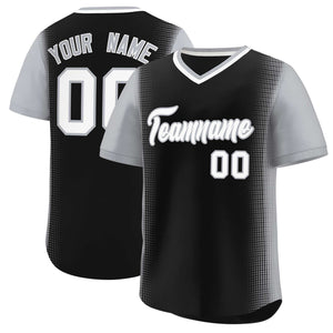 Custom Black Gray Personalized Raglan Sleeves Authentic Baseball Jersey