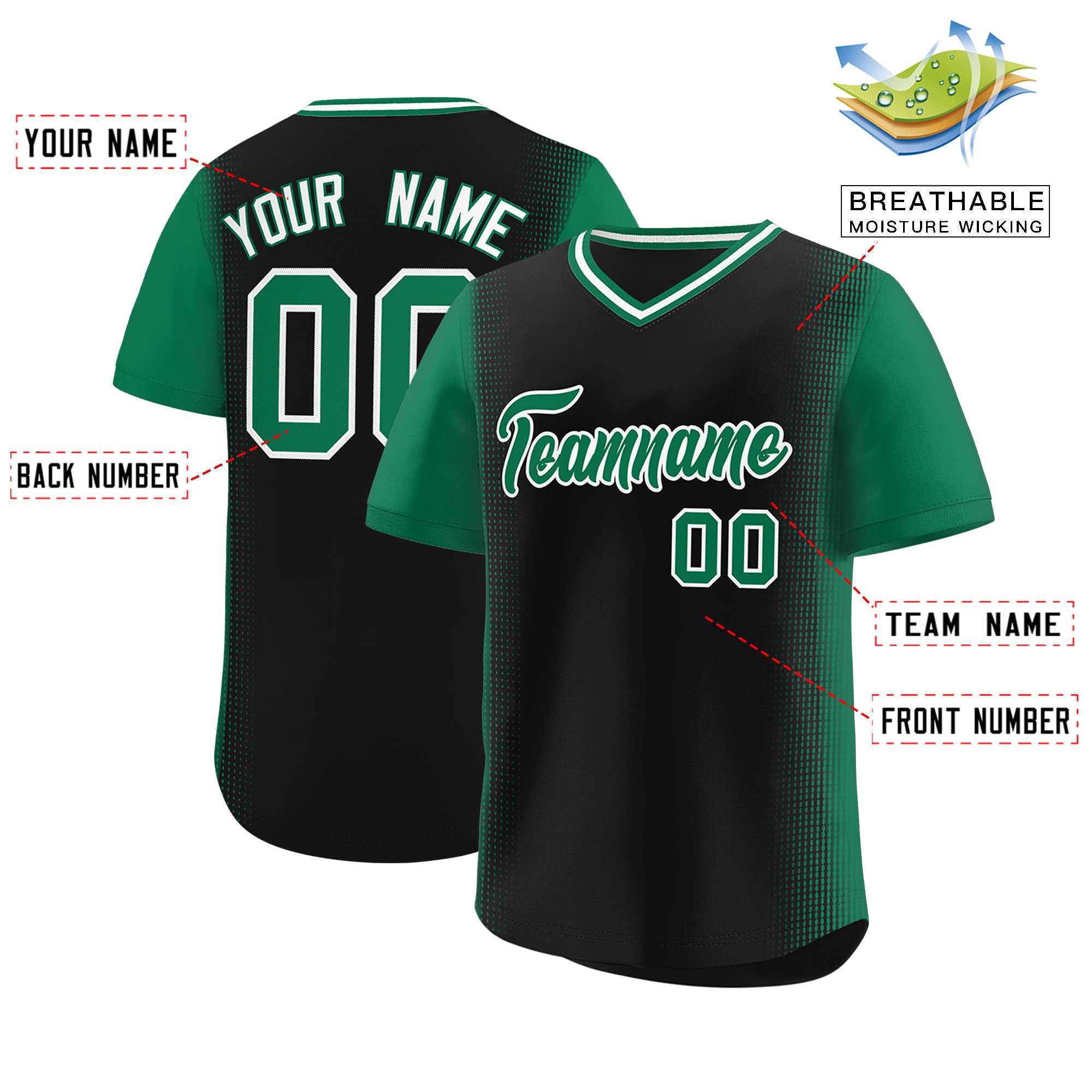 Custom Black Kelly Green Personalized Raglan Sleeves Authentic Baseball Jersey