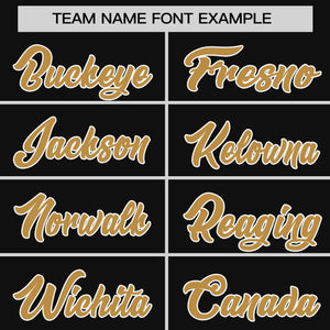 Custom Black Old Gold Personalized Raglan Sleeves Authentic Baseball Jersey