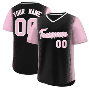 Custom Black Light Pink Personalized Raglan Sleeves Authentic Baseball Jersey