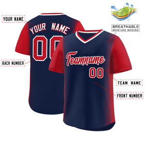 Custom Navy Red Personalized Raglan Sleeves Authentic Baseball Jersey