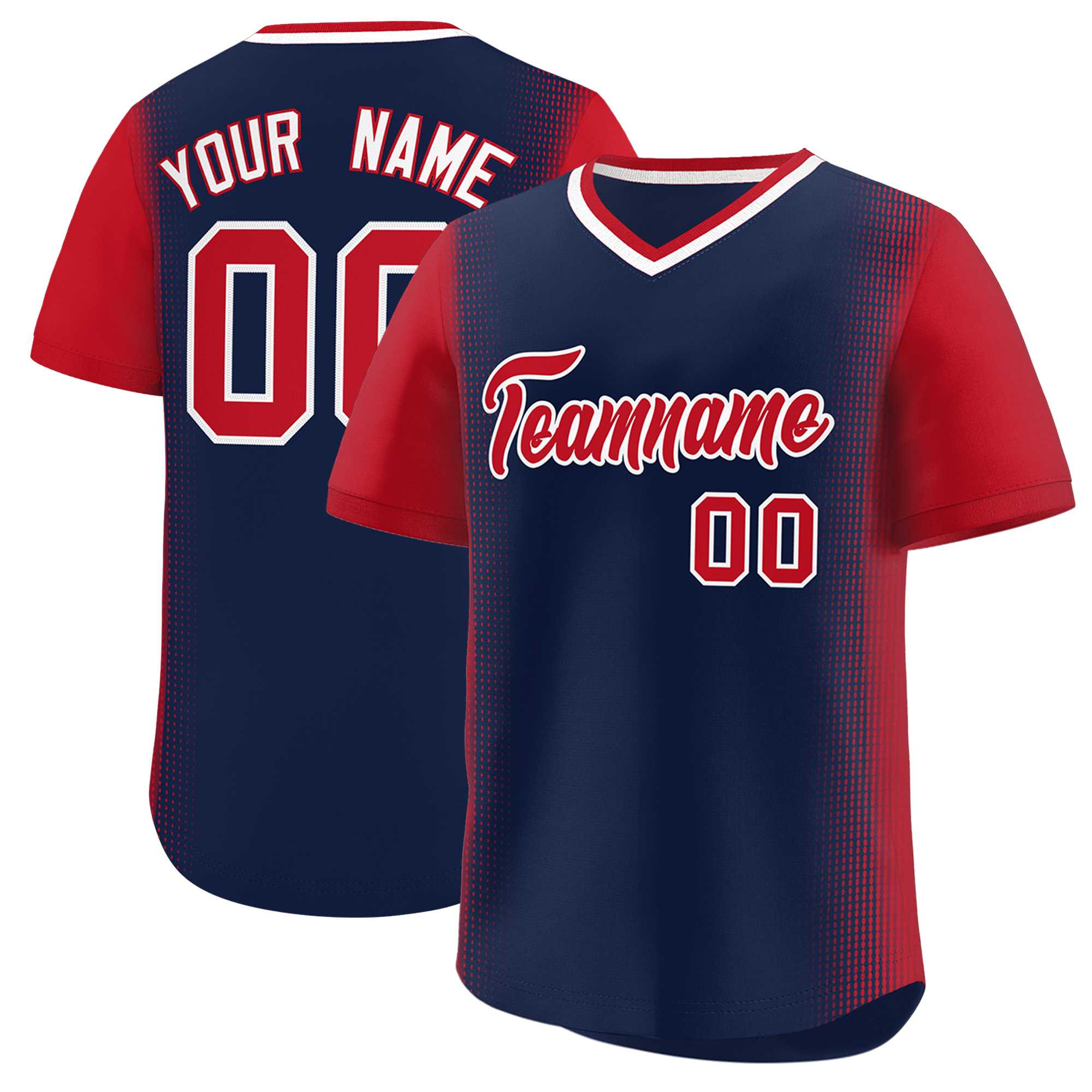 Custom Navy Red Personalized Raglan Sleeves Authentic Baseball Jersey