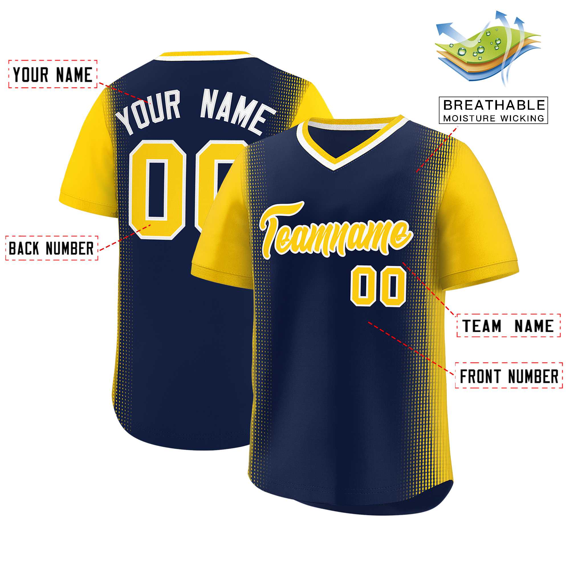 Custom Navy Gold Personalized Raglan Sleeves Authentic Baseball Jersey