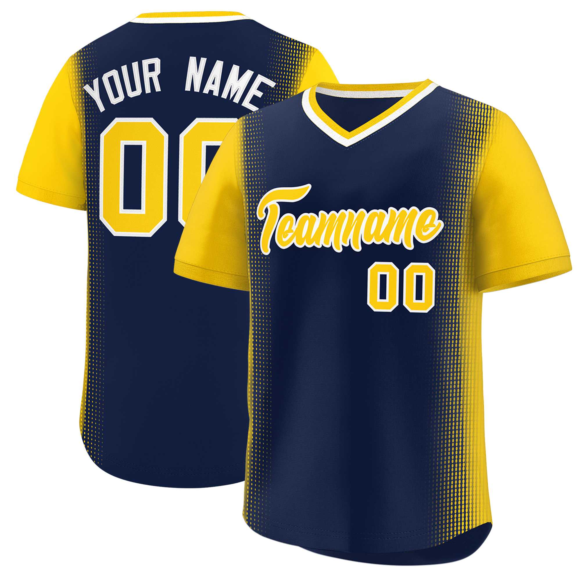 Custom Navy Gold Personalized Raglan Sleeves Authentic Baseball Jersey