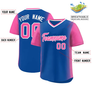 Custom Royal Pink Personalized Raglan Sleeves Authentic Baseball Jersey