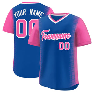 Custom Royal Pink Personalized Raglan Sleeves Authentic Baseball Jersey