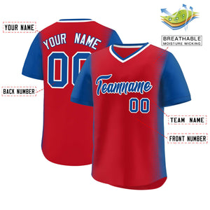 Custom Red Royal Personalized Raglan Sleeves Authentic Baseball Jersey