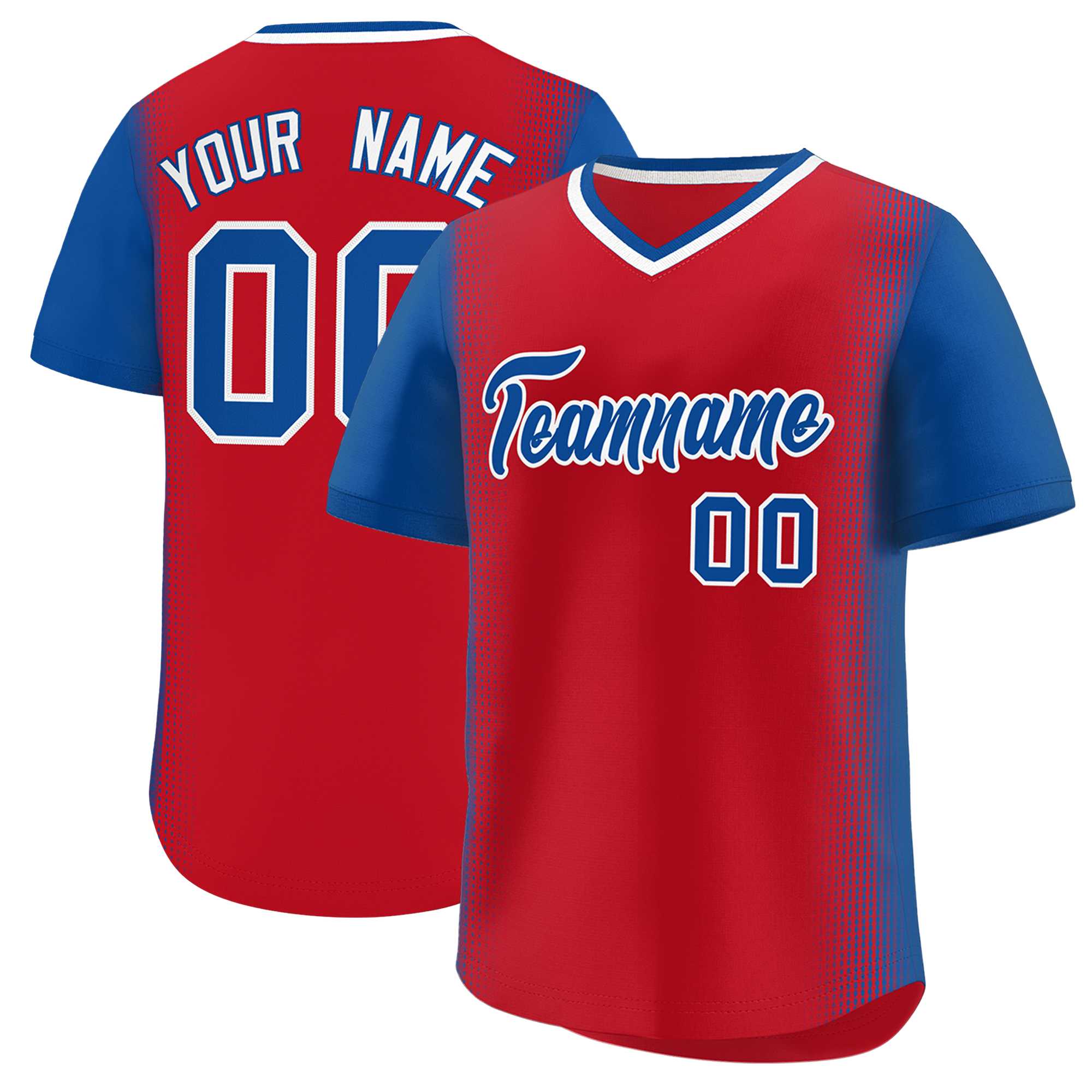 Custom Red Royal Personalized Raglan Sleeves Authentic Baseball Jersey