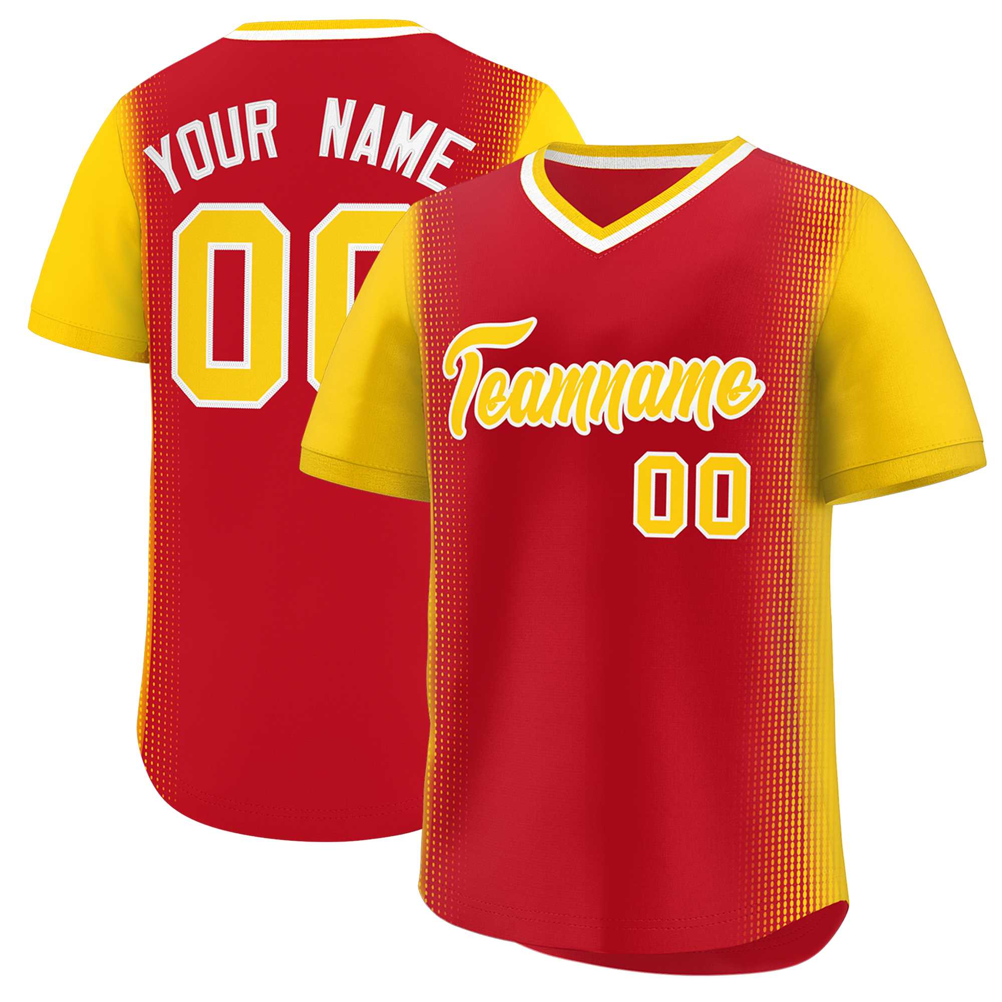 Custom Red Gold Personalized Raglan Sleeves Authentic Baseball Jersey